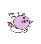 a purple pig,a cloud and house（個別スタンプ：23）