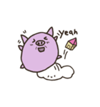 a purple pig,a cloud and house（個別スタンプ：31）