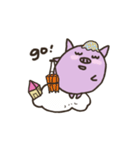 a purple pig,a cloud and house（個別スタンプ：32）