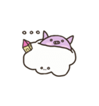 a purple pig,a cloud and house（個別スタンプ：33）