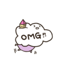 a purple pig,a cloud and house（個別スタンプ：36）