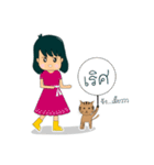 The Girl and cat（個別スタンプ：24）