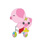 Pink Pig wearing a red pants（個別スタンプ：14）