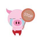 Pink Pig wearing a red pants（個別スタンプ：36）