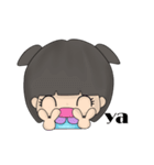 Girl and pink pig（個別スタンプ：2）