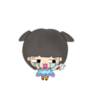 Girl and pink pig（個別スタンプ：7）