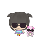 Girl and pink pig（個別スタンプ：9）