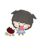 Girl and pink pig（個別スタンプ：11）