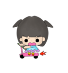 Girl and pink pig（個別スタンプ：21）