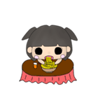 Girl and pink pig（個別スタンプ：27）
