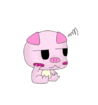 Girl and pink pig（個別スタンプ：34）