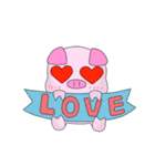 Girl and pink pig（個別スタンプ：35）