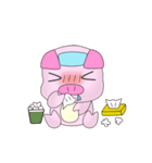 Girl and pink pig（個別スタンプ：36）
