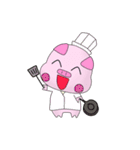 Girl and pink pig（個別スタンプ：39）