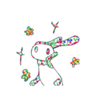 花柄うさぎ ぴーちゃん（個別スタンプ：35）