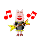 Metal Pig with God of Guitar（個別スタンプ：14）