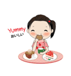 Apple with fun characters[EN]（個別スタンプ：22）