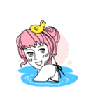pink hair ANGEL - SUMMER PARTY（個別スタンプ：7）