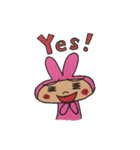 ピンクのうさぎとパパ（個別スタンプ：1）