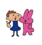 ピンクのうさぎとパパ（個別スタンプ：5）