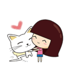The girl and the cat（個別スタンプ：3）