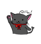 あほ毛黒にゃんこ（個別スタンプ：1）