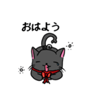 あほ毛黒にゃんこ（個別スタンプ：4）
