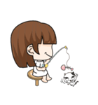 Girl with cute cat. +（個別スタンプ：30）