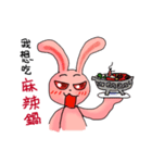 Pink Grumpy Rabbit-Food Lover（個別スタンプ：20）