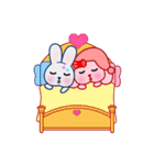 Pink ＆ gray rabbit (couple version)（個別スタンプ：12）