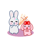 Pink ＆ gray rabbit (couple version)（個別スタンプ：39）