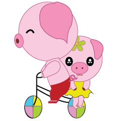 [LINEスタンプ] Pink Pig wearing a red pants