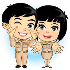 [LINEスタンプ] Num Fon ＆ Kon Mek are Thai Officers