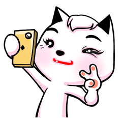 [LINEスタンプ] white cat achu~