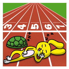 [LINEスタンプ] Tortoise and the hare do not race