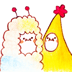 [LINEスタンプ] Yellow banana star ＆ Cotton candy