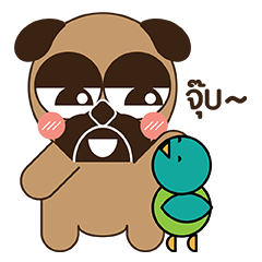 [LINEスタンプ] pug dog and cute little duck