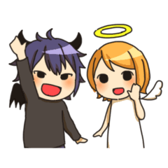 [LINEスタンプ] 天使の女の子と悪魔の男の子
