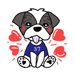 [LINEスタンプ] 黒白シーズー犬