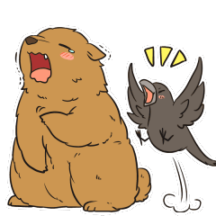 [LINEスタンプ] クマとカラス 