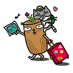 Cat with triangular eyes ＆ Mr.Ichi-wood