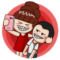 [LINEスタンプ] Red lady ＆ Boyfriend