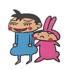 [LINEスタンプ] ピンクのうさぎとパパ
