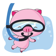 [LINEスタンプ] One of us: The Plump Pink, Vacation ！の画像（メイン）