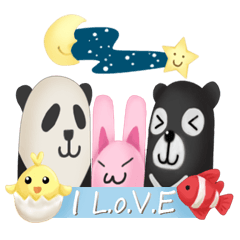 [LINEスタンプ] Lot of love and Panda Bear Nemo chick