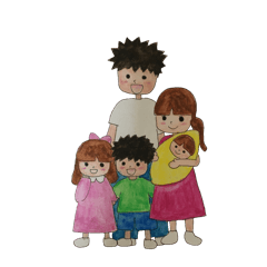 [LINEスタンプ] 水彩画 ほんわか5人家族の主婦