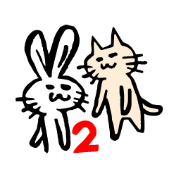 [LINEスタンプ] ウサギとネコの日常使えまっせ 第2弾