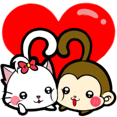 [LINEスタンプ] BonBon Cat and JumpJump Monkey