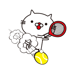 鼻が赤いとても白い猫とテニス