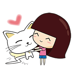 [LINEスタンプ] The girl and the cat